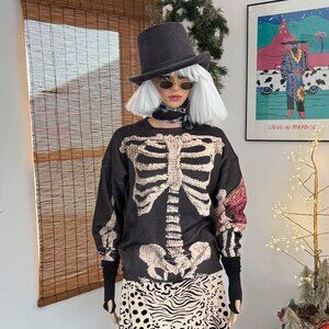 NWT~Shall We~Skeletal Bones Patterned Sweater~XL